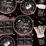 211 PCS Black and Rose Gold Party Decoration Rose Gold & Black Party