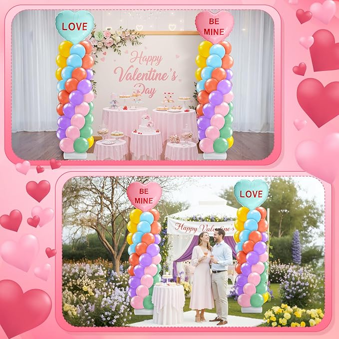 2 Set Valentines Day Balloon Column Stand Kit with 2 Candy Pastel