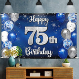 Happy 75th Birthday Decorations 75th Blue & Silver Balloon Large