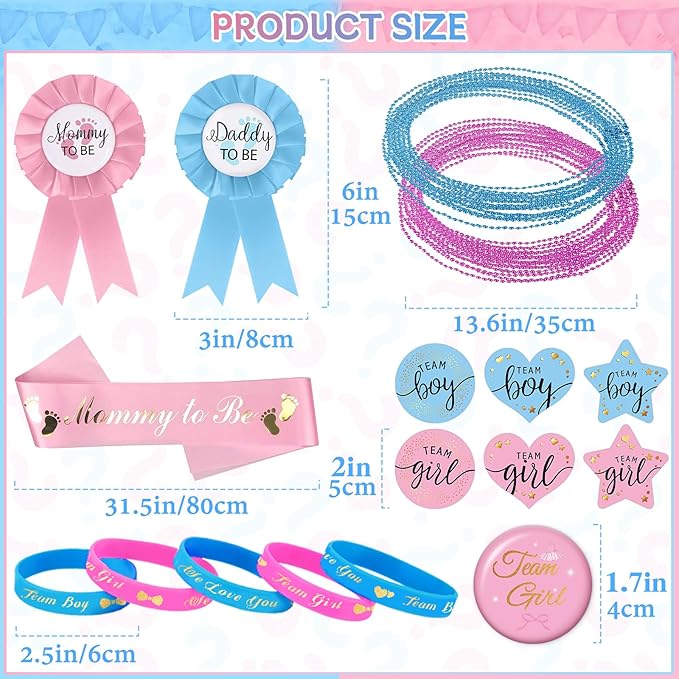 Bluegogo 202 Pcs Baby Gender Reveal Party Supplies Favors Boy or