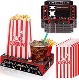 36 Pcs Movie Night Snack Trays with Popcorn Bags Disposable Paper