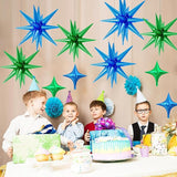18 Pcs Green Blue Star Balloons, Blue and Green Balloon with 6 Pcs