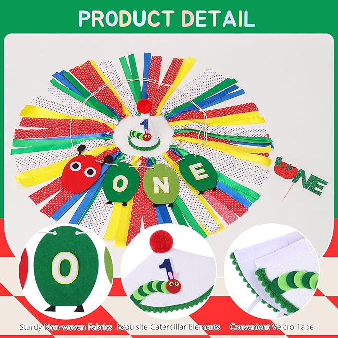 Hungry Caterpillar Highchair Banner for Baby First Birthday Party