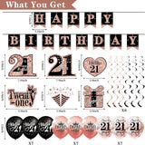 21st Birthday Decorations for Her 33pcs 21 Crown and Sash Black Rose