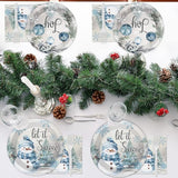 96pcs Christmas Party Plates and Napkins Blue and Gray Winter
