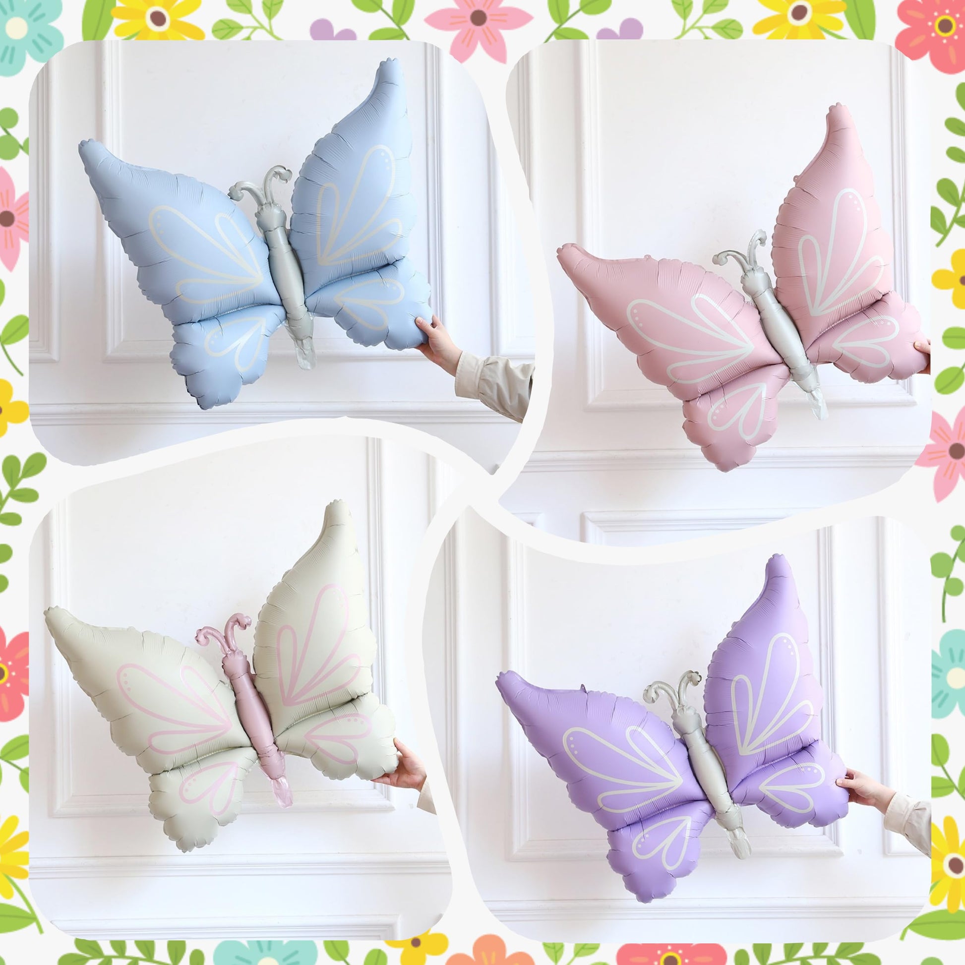 Enanal 8pcs Pastel Mushroom Butterfly Foil Balloons for Enchanted