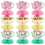 Jexine 9 Pcs Tea Party Decorations Princess Party Floral Teapot