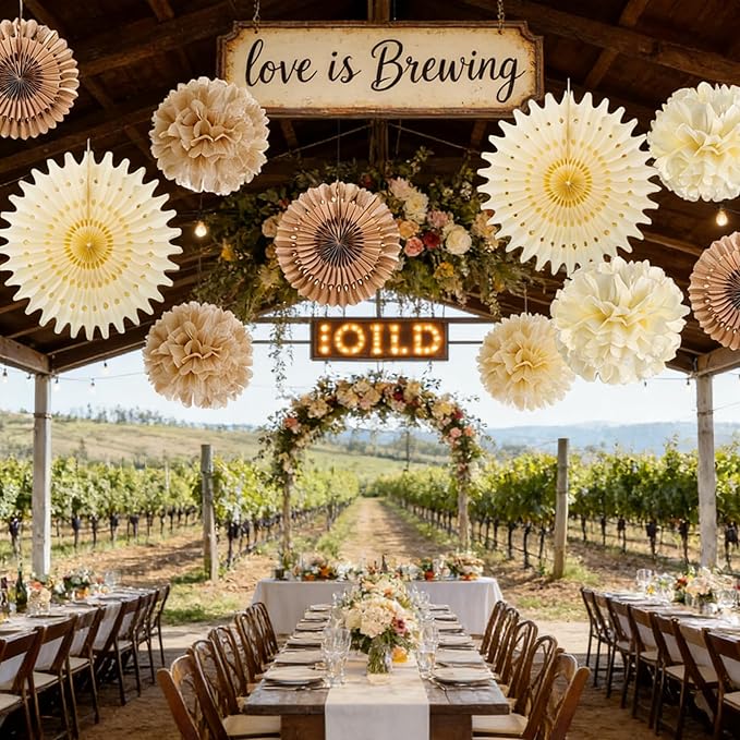 SUNBEAUTY Brown Party Decorations Boho Wedding Party Decor Brown