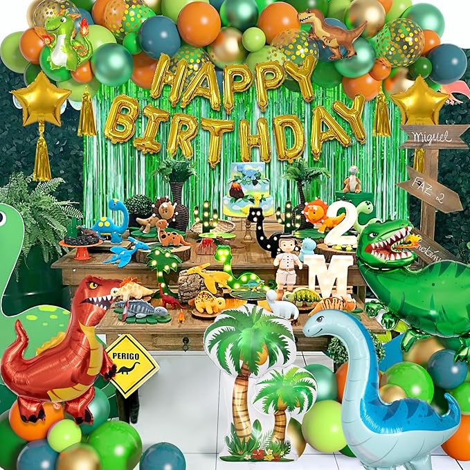 Dinosaur Birthday Party Decorations Supplies 124Pcs Dinosaur Green
