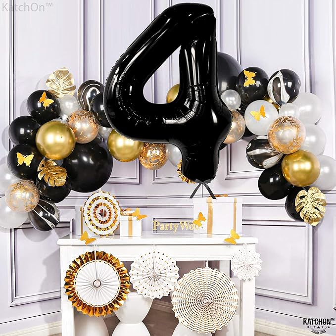 KatchOn, Black Number 4 Balloons - Giant, 40 Inch | Black 4 Balloon