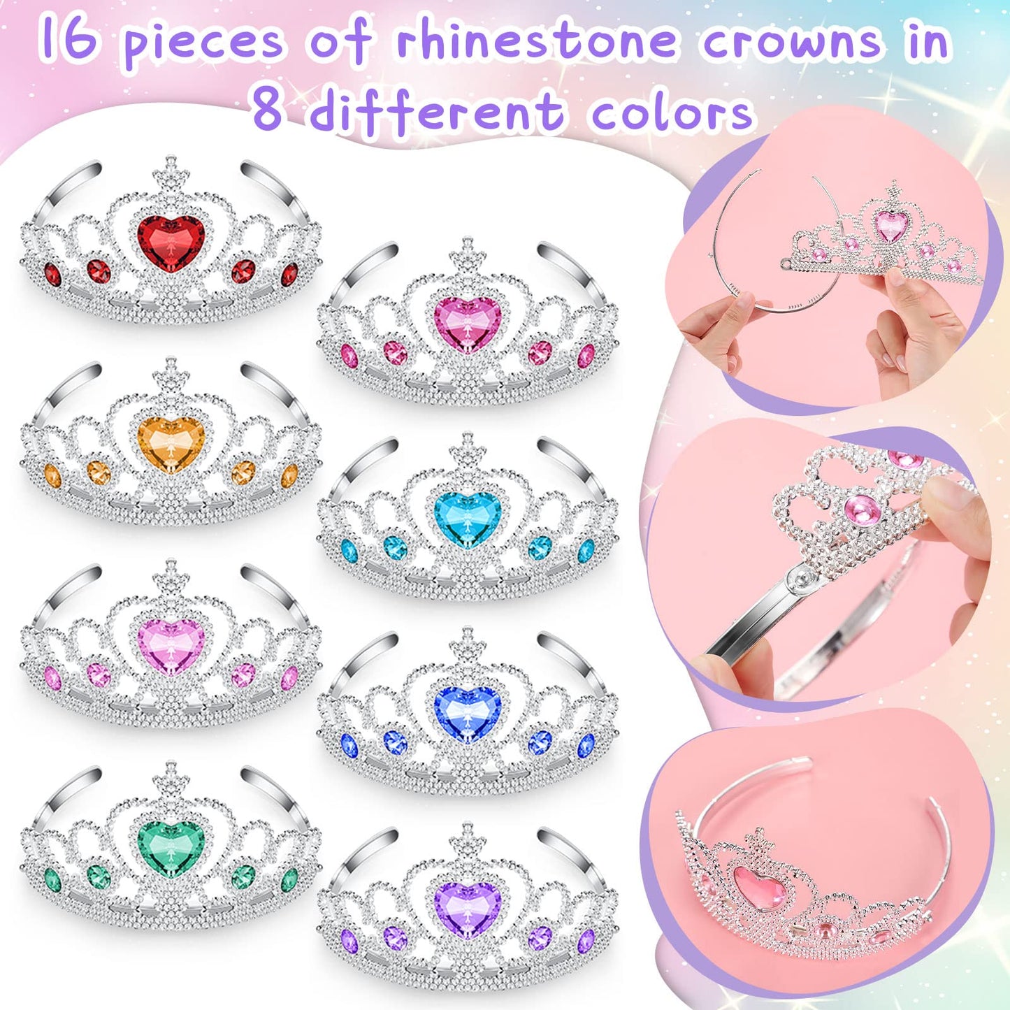 Zhanmai 16 Sets Tutu Dress and Tiara for Girls Princess Ballet Skirt