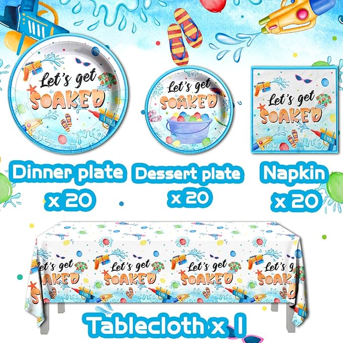 Summer Party Decorations Pool Party Supplies Tableware Set Let's Get