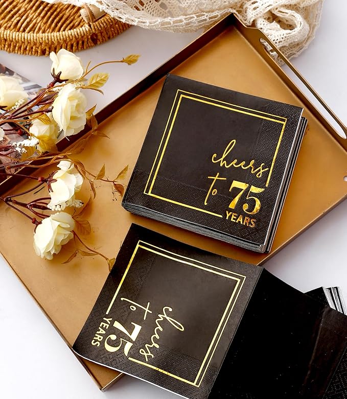Cheers to Years Cocktail Napkins - 50 PK - 3-Ply Birthday Napkins 5x5
