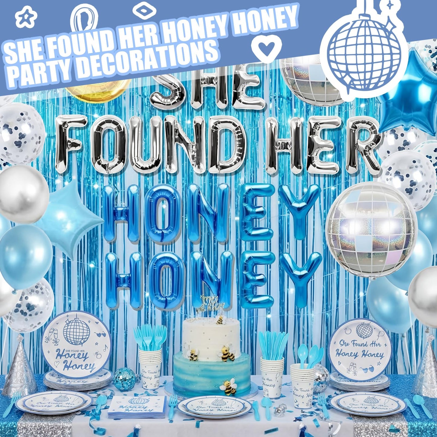 Sunnychicc 168 Pcs She Found Her Honey Honey Bridal Shower Party