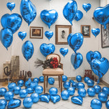Blue Heart Balloons, 19PCS Blue Heart Shape Balloons, 18Inch with