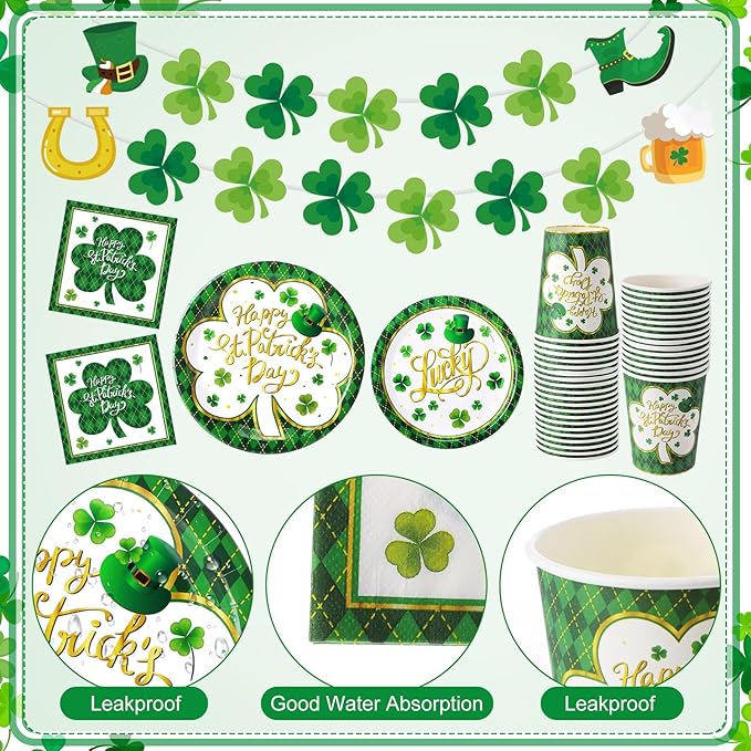 403 Pcs St Patrick's Day Party Decorations for 50 Lucky Shamrock