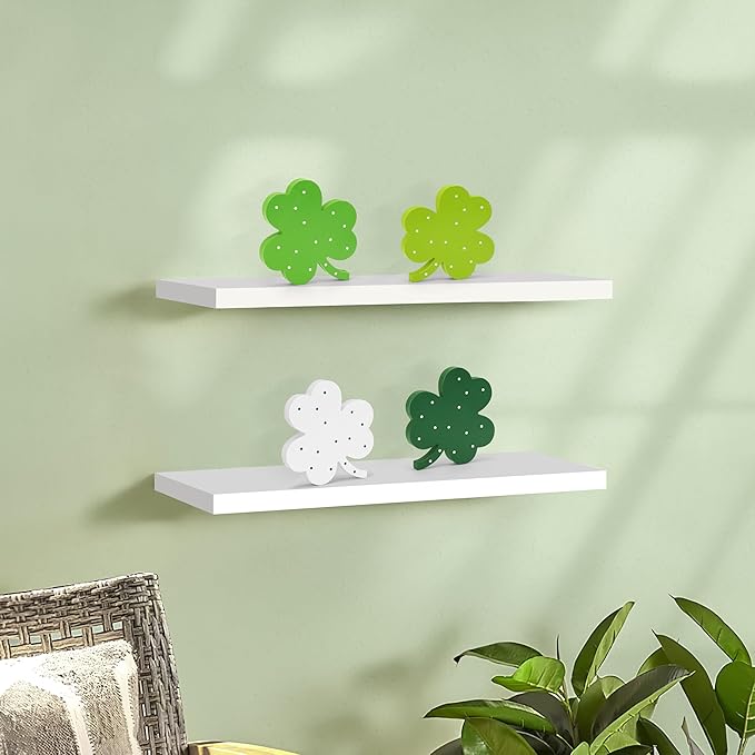 St Patricks Day Decor Wooden Shamrock Decor for Table Tiered Tray