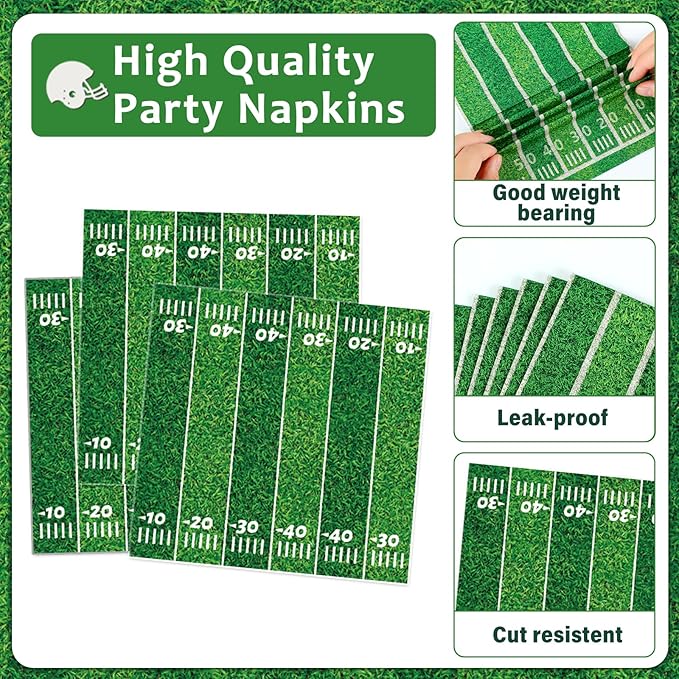 100 Pcs Football Party Supplies Set Football Birthday Plates and