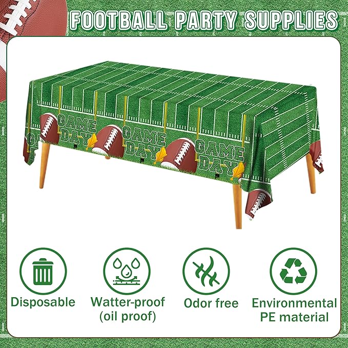 Football Party Supplies Decor Kit for 24 Guests 3 Tablecloths