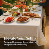Prestee White and Gold Tablecloths, 4pk, 54x108 Inches - Party Table