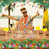 130 Pcs Tiki Party Supplies Sets Hawaiian Party Decor Luau Plates