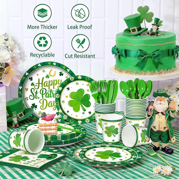 168Pcs St Patrick's Day Party Supplies St Patricks Day Paper Plates