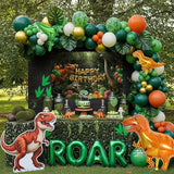 Dinosaur Birthday Decorations include Hunter Green Bunt Orange White