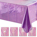 8 Pack Iridescent Light Purple Plastic Tablecloths Shiny Disposable