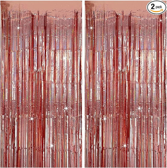 Tinsel Curtain Party Backdrop Rose Gold Birthday Party Decorations 2