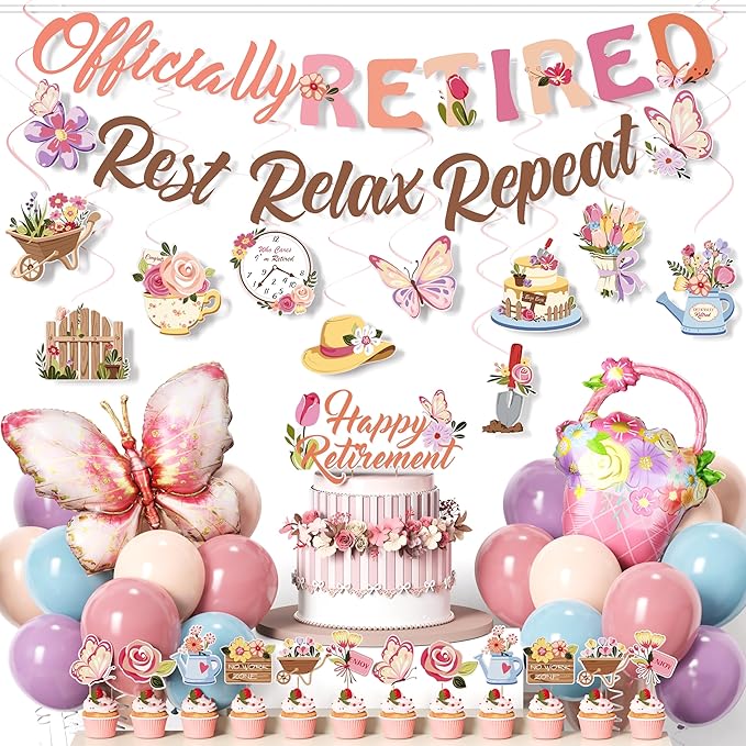 Spring Retirement Decorations 49pcs Pastel Color Garden Flower