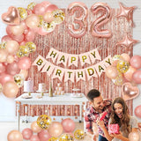 Woman Lady Rose Gold Party Decorations Happy Birthday Banner Tassel