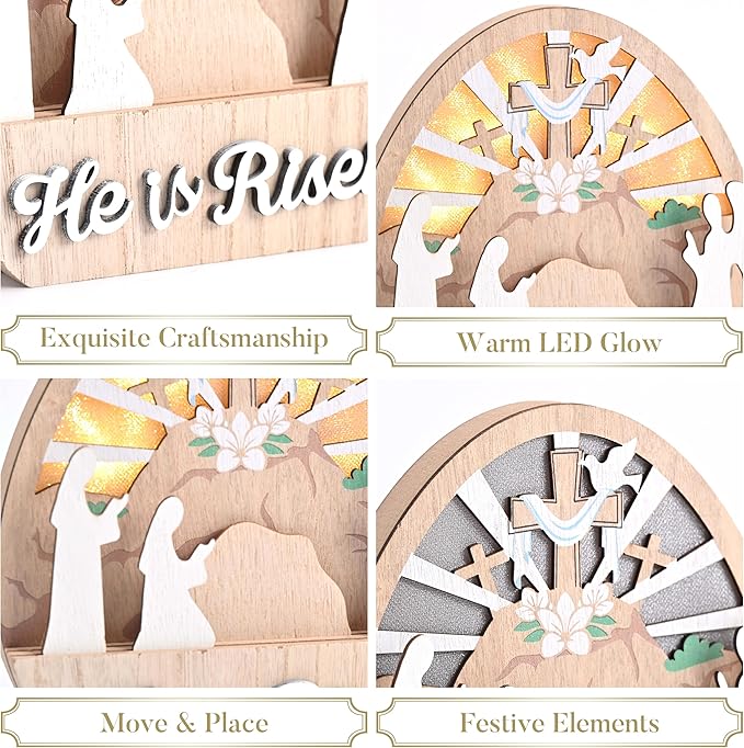 Valery Madelyn Easter Decorations with LED Light Lighted Empty Tomb