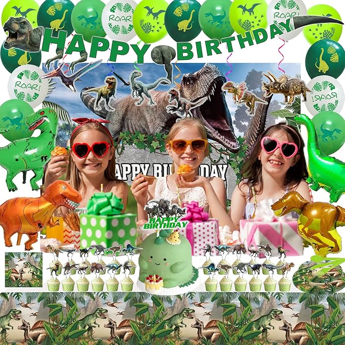 Dinosaur Birthday Party Supplies Decorations Include Backdrop