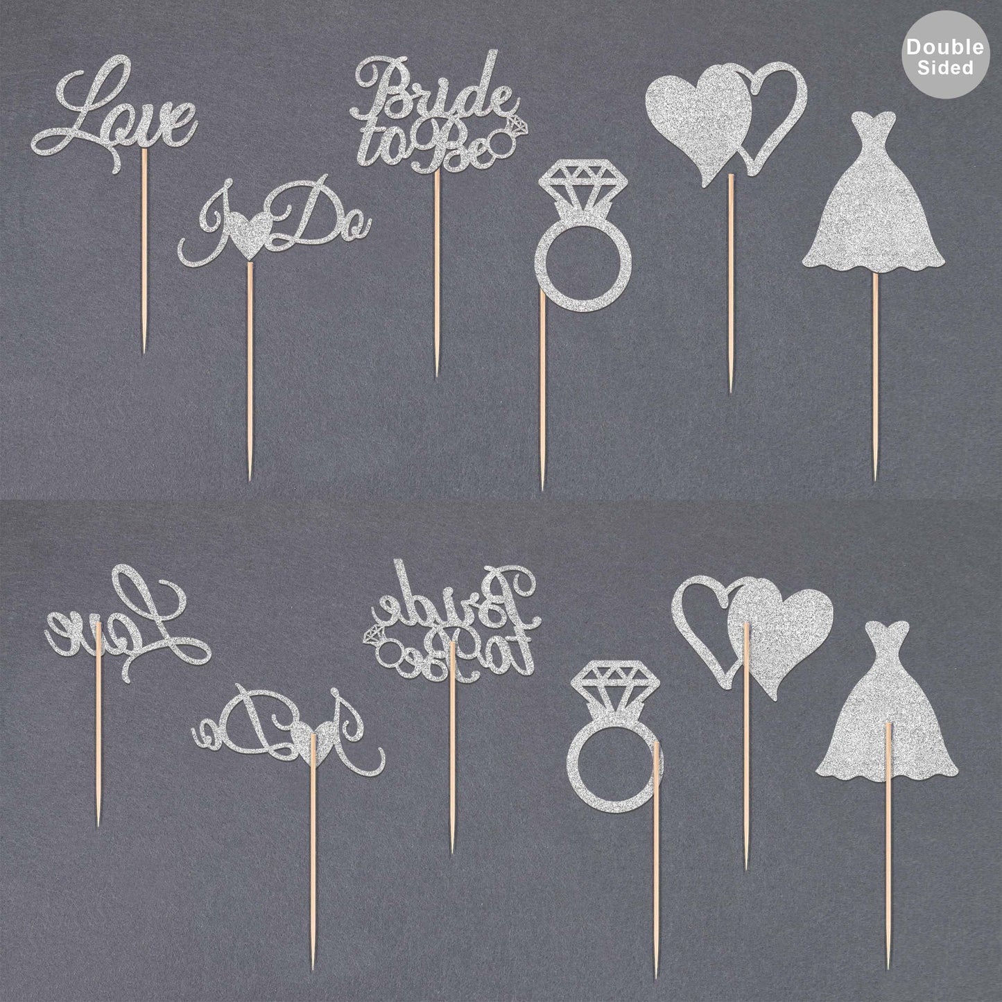 Gexolenu 24 Pcs Bride To Be Cupcake Toppers Silver Glitter