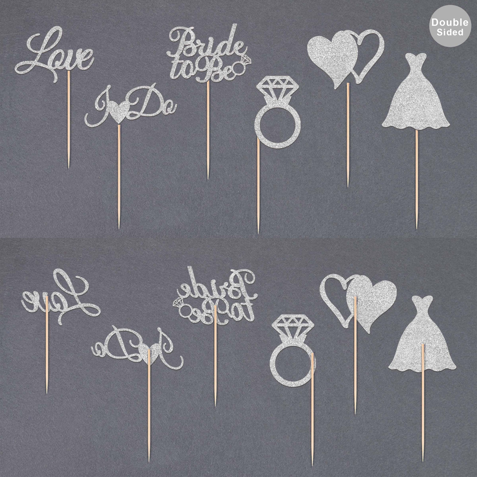 Gexolenu 24 Pcs Bride To Be Cupcake Toppers Silver Glitter