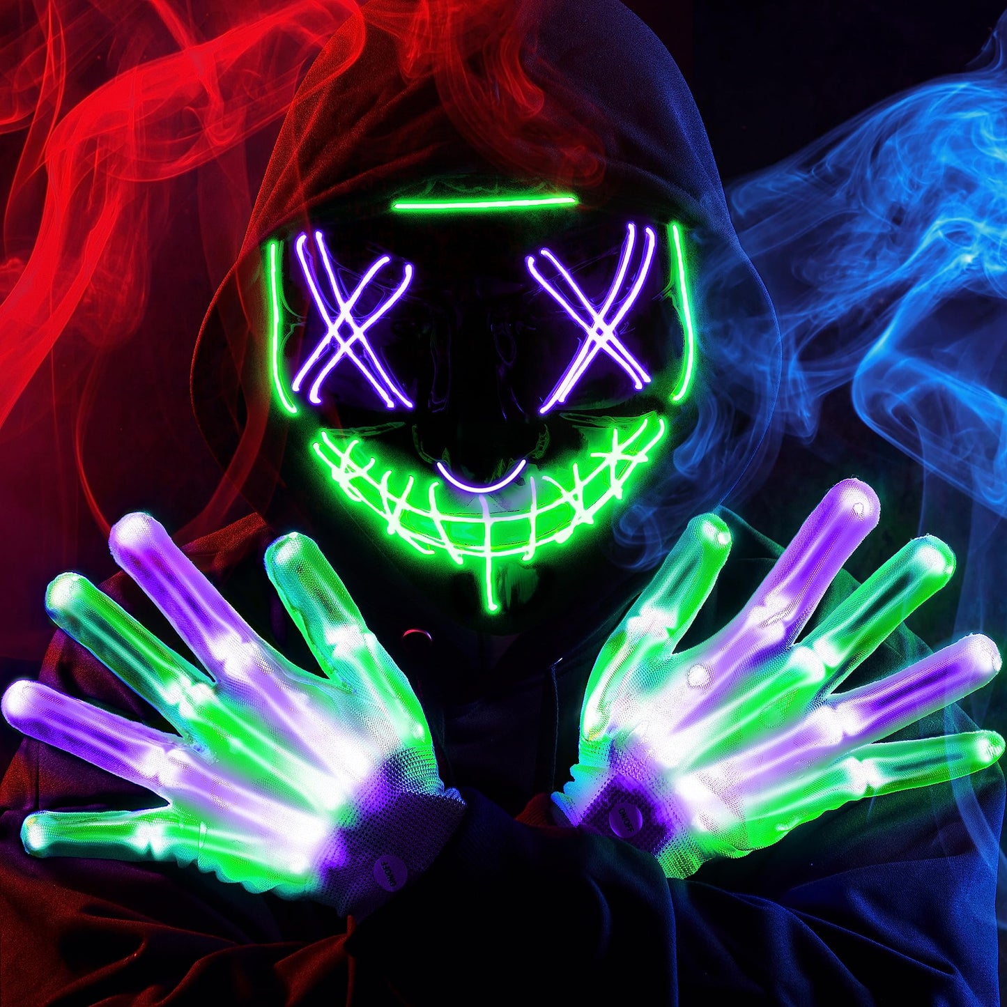 JOYIN Halloween Led Mask, Light Up Mask and Gloves for Cosplay Costume