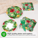 200pcs Hawaiian Luau Party Decorations Tropical Luau Plates and