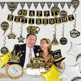 Happy Retirement Party Decorations supplies 80pack black gold party