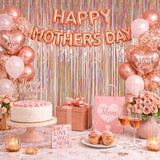 Photo Backdrop for Mothers Day Decorations, Melsan Rose Gold Tinsel