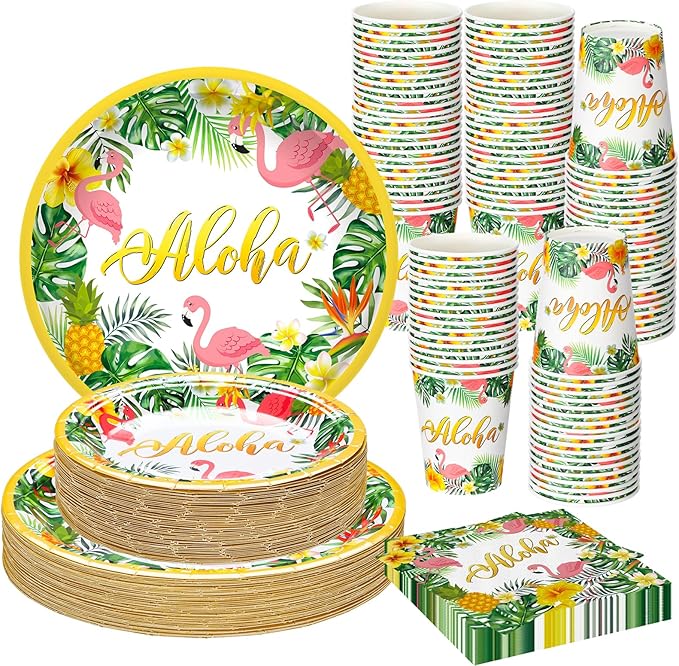200 Pcs Tropical Hawaii Aloha Party Supplies Serve 50 Guests Luau