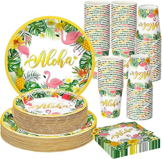 200 Pcs Tropical Hawaii Aloha Party Supplies Serve 50 Guests Luau