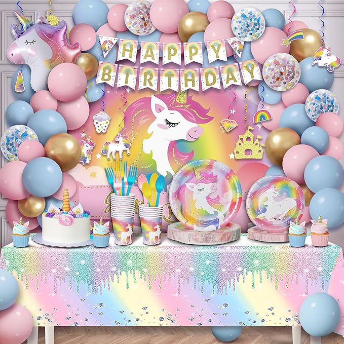 Unicorn Birthday Decorations for Girls Unicorn Party Supplies Kit