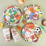 144 Pieces Sports Themed Paper Plates and Napkins Dinnerware Set