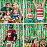 2 Packs Football Foil Fringe Curtain, Green Glitter Metallic Tinsel