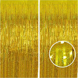 Gold Tinsel Curtain Backdrop – Melsan 2 Pack 3.2 ft x 8 ft Metallic