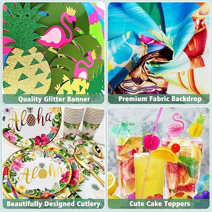 Luau Birthday Party Decorations 321Pcs Hawaiian Tropical Aloha Party