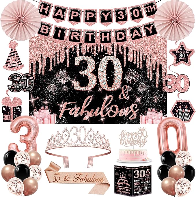 30th Birthday Decorations for Women 32PCS 30th Birthday Party