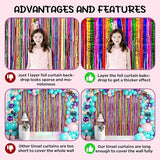 Voircoloria 2 Pack 3.3x8.2 Feet Rainbow Foil Fringe Backdrop