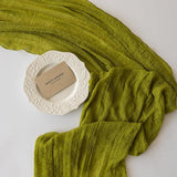 Keketoarrange 3pcs Moss Green Cheesecloth Table Runner Gauze 120 Inch