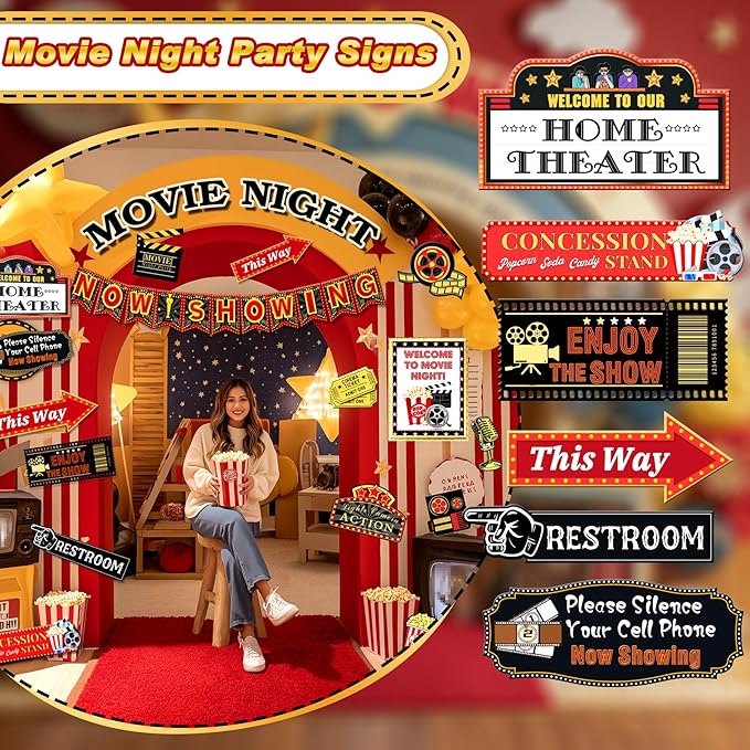 150pcs Movie Night Decorations Movie Themed Party Decorations Movie
